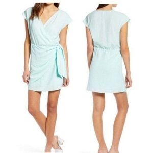 NWT Leith Surplice V-neck Dress Size L Mint Green / Teal